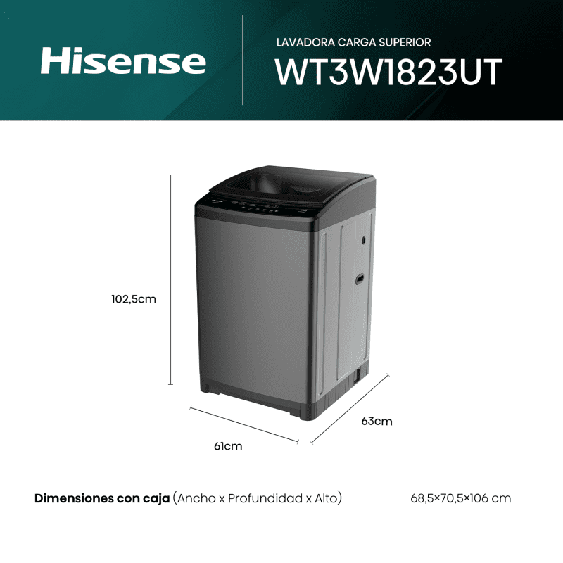 lavadora hisense WT3W1823UT dimensiones