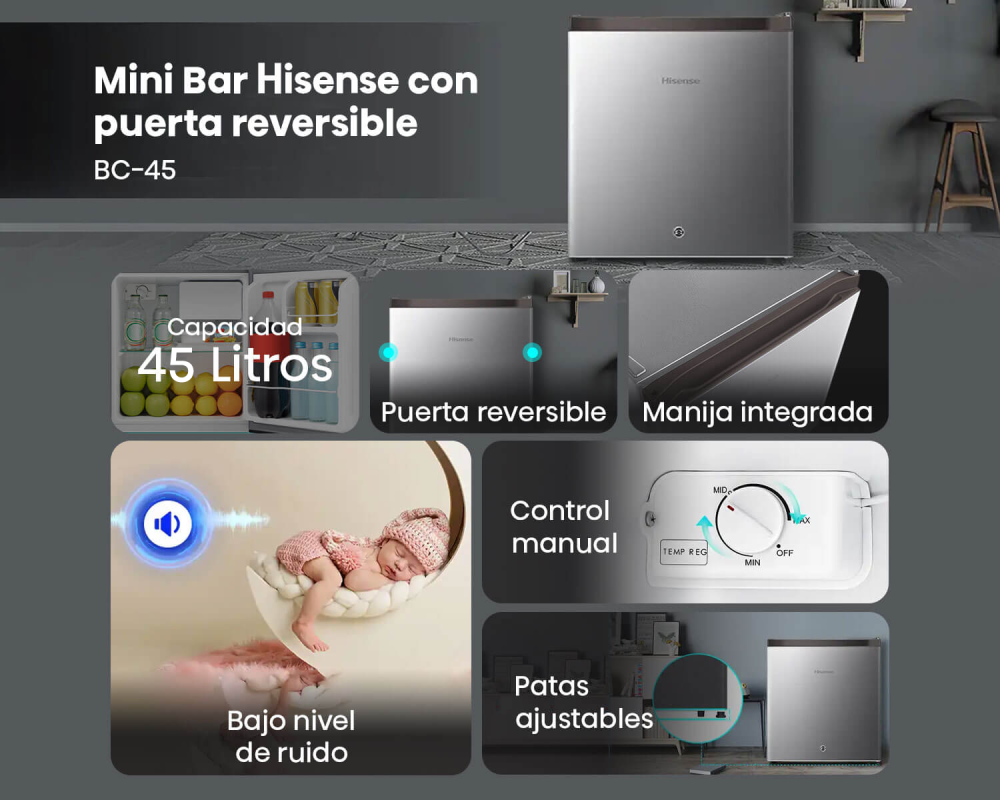 mini bar hisense bc45 especificaciones